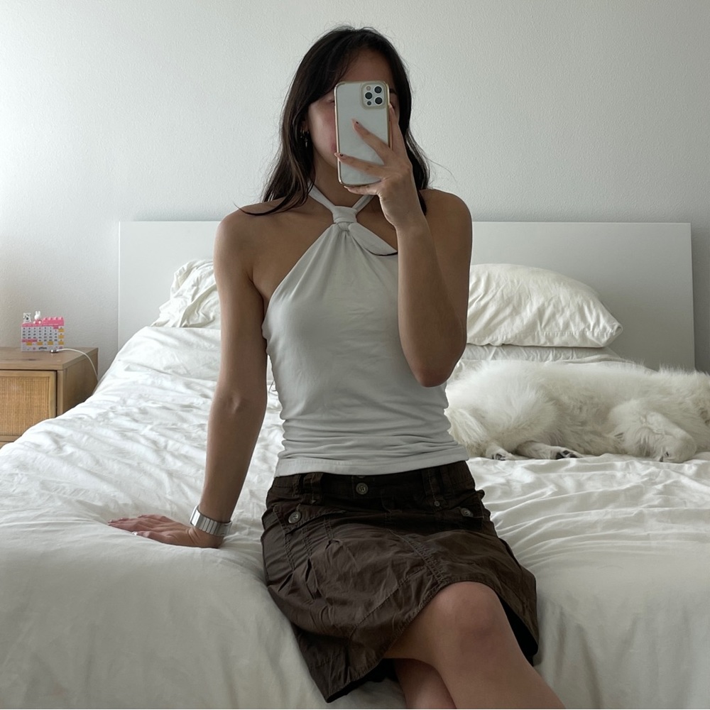 Vintage brown utility midi skirt